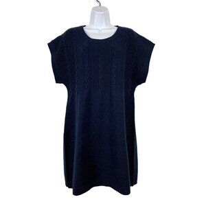 Notations Womens Cable Knit Navy Blue Short Sleeve Sweater Dress Size XL